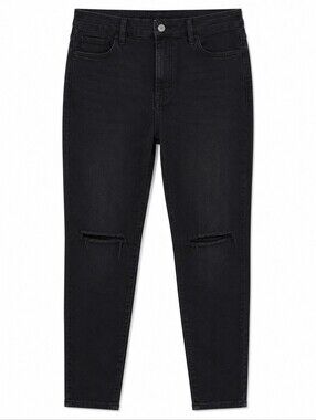American Eagle Outfitters Women's Black Skinny Jeans With Ripped Knees Sz 18